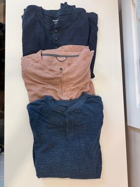 Lot of 3 Old Navy+Target+ Goodfellow Men’s Waffle Knit Long Sleeve Tee  Sz Large